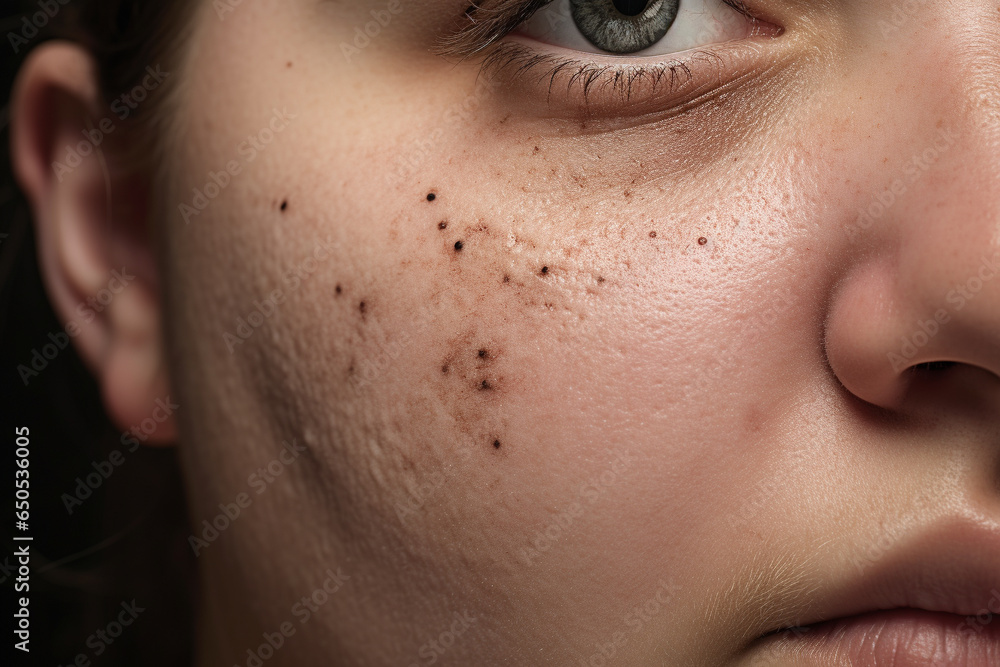 Woman face with symptoms of skin Infection
 - obrazy, fototapety, plakaty 