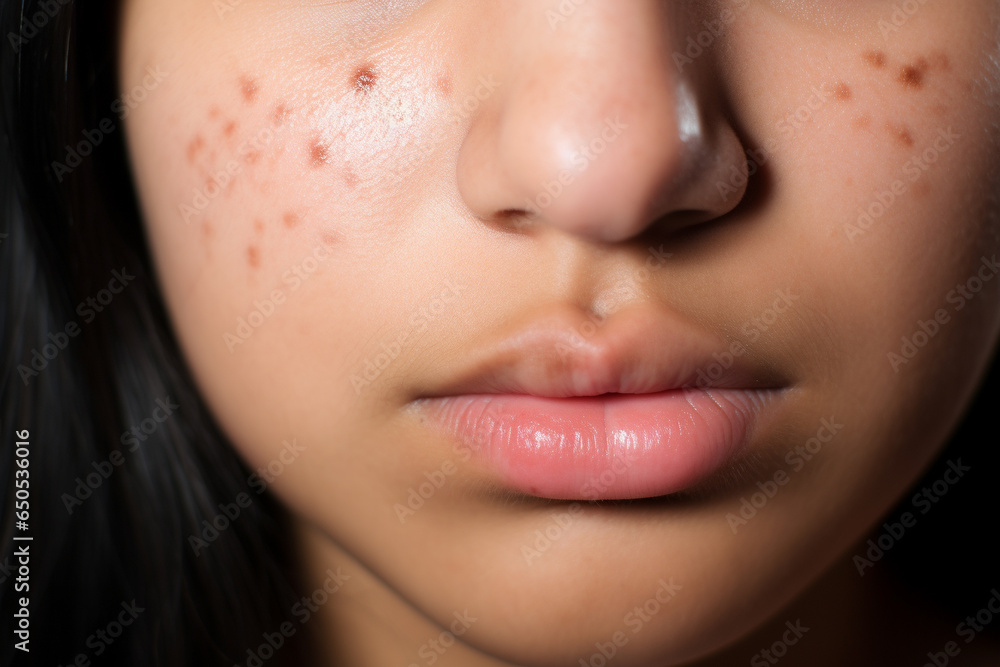 Woman face with symptoms of skin Infection
Woman face with symptoms of skin Infection