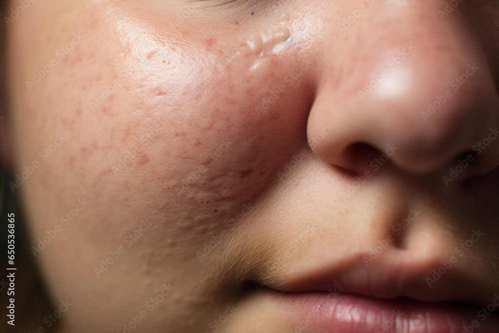 Woman face with symptoms of skin Infection
Woman face with symptoms of skin Infection