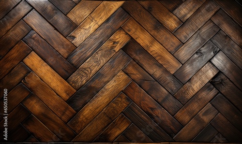 A herringbone pattern on a wooden floor