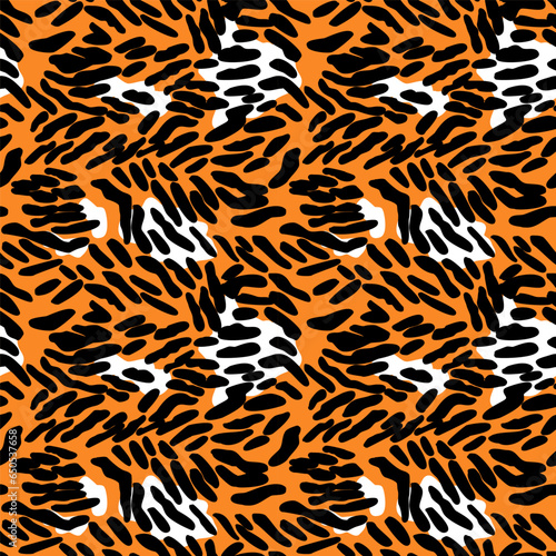 Tiger Print skin Seamless Vector  Animal Pattern  Textured Surface and Background perfect for printing  cloth  wrapping