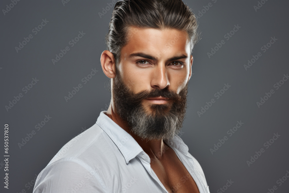 Close-up photograph of man with beard. Suitable for various uses. Close-up photograph of man with beard. Suitable for various uses.