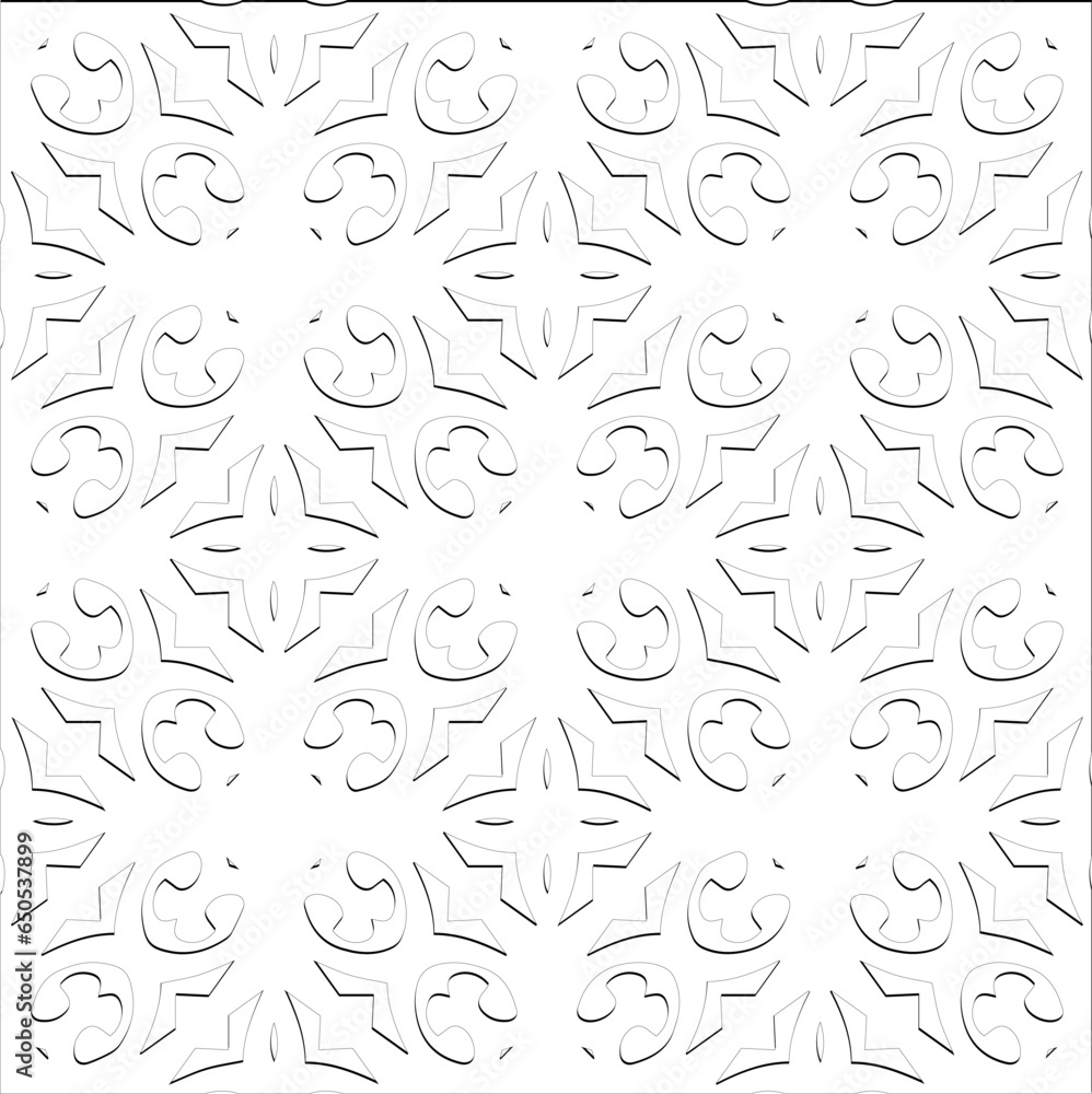  Abstract  background with figures from lines. Black and white texture for web page, textures, card, poster, fabric, textile. Monochrome pattern. Repeating design.