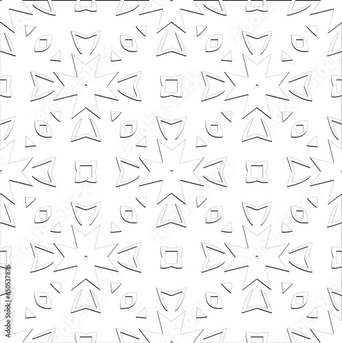 Abstract  background with figures from lines. Black and white texture for web page  textures  card  poster  fabric  textile. Monochrome pattern. Repeating design.