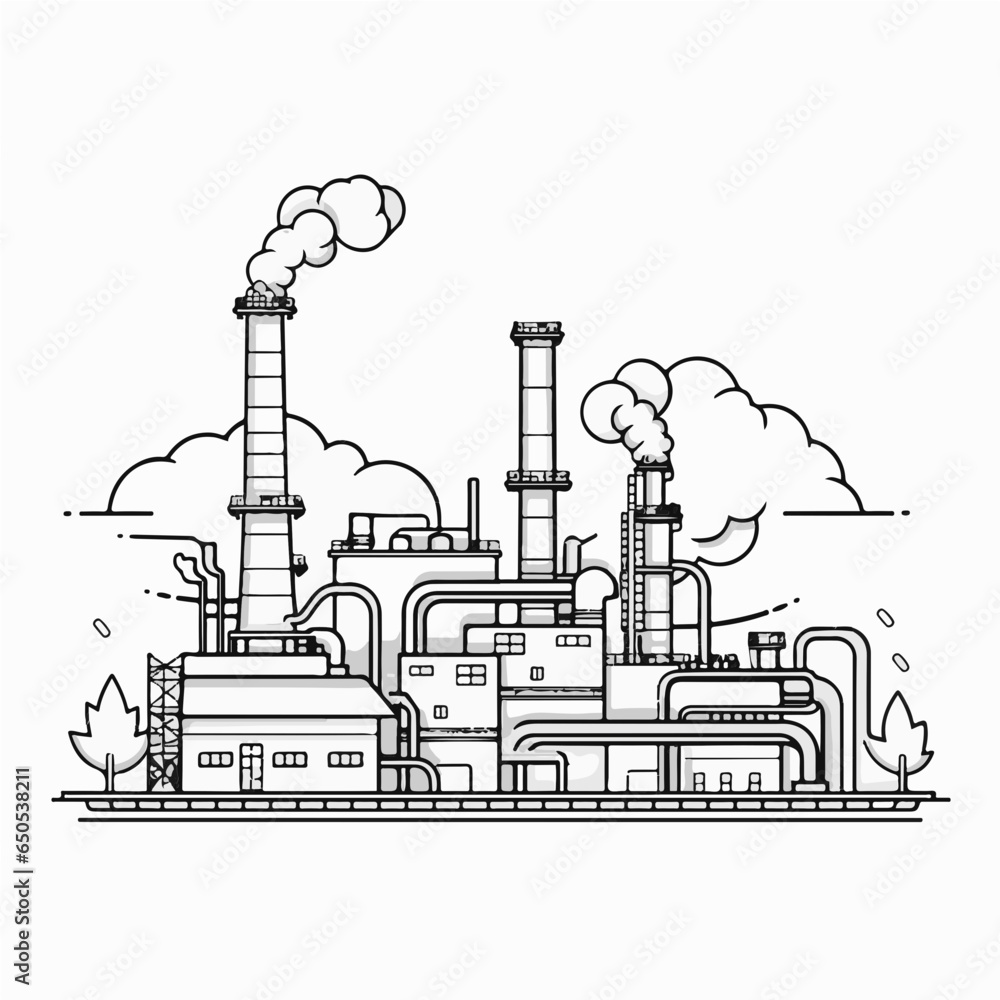 line art of factory, vector art