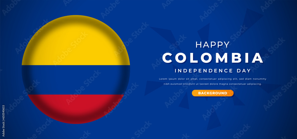 Happy Colombia Independence Day Design Paper Cut Shapes Background Illustration for Poster, Banner, Advertising, Greeting Card Happy Colombia Independence Day Design Paper Cut Shapes Background Illustration for Poster, Banner, Advertising, Greeting Card