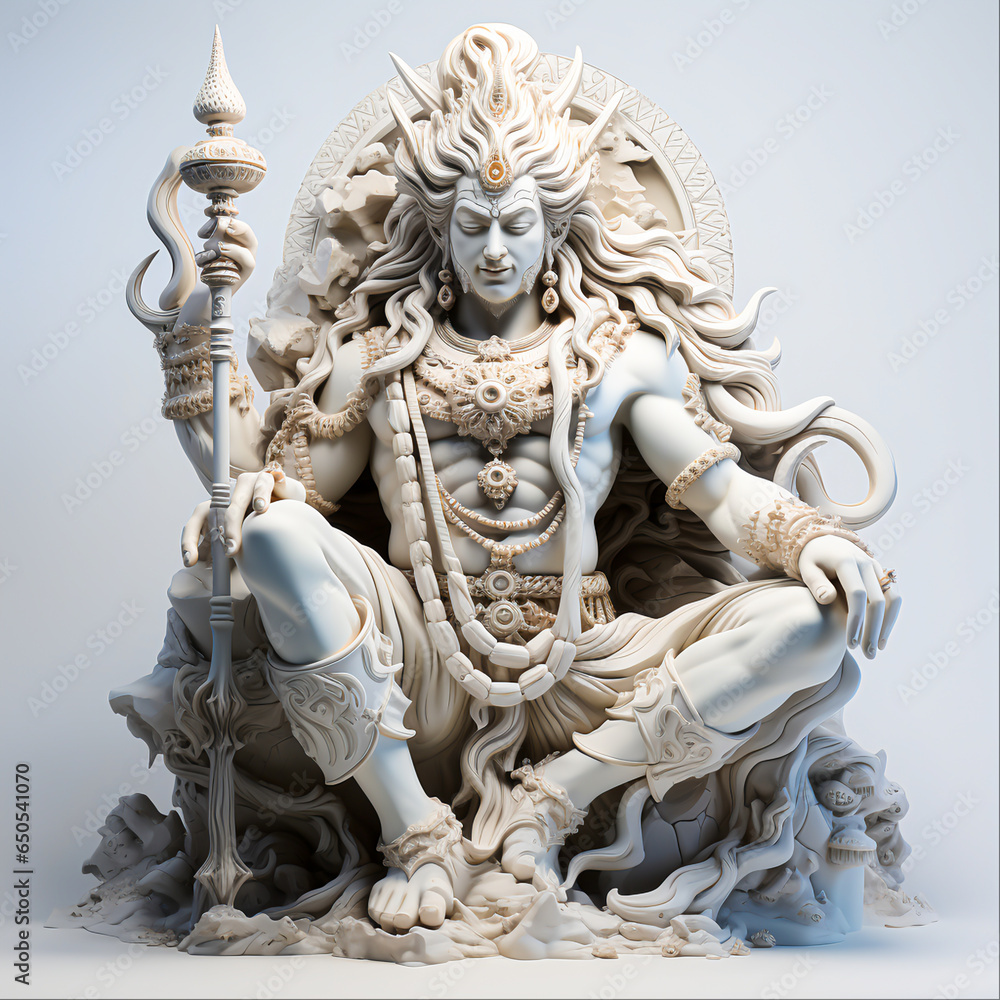Shiva Hindu Deity Statue in Sacred Temple India, Generative Ai