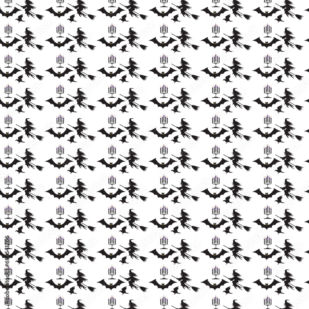 Pattern design with halloween vector. with white background. black and white seamless pattern. eps file  5.
