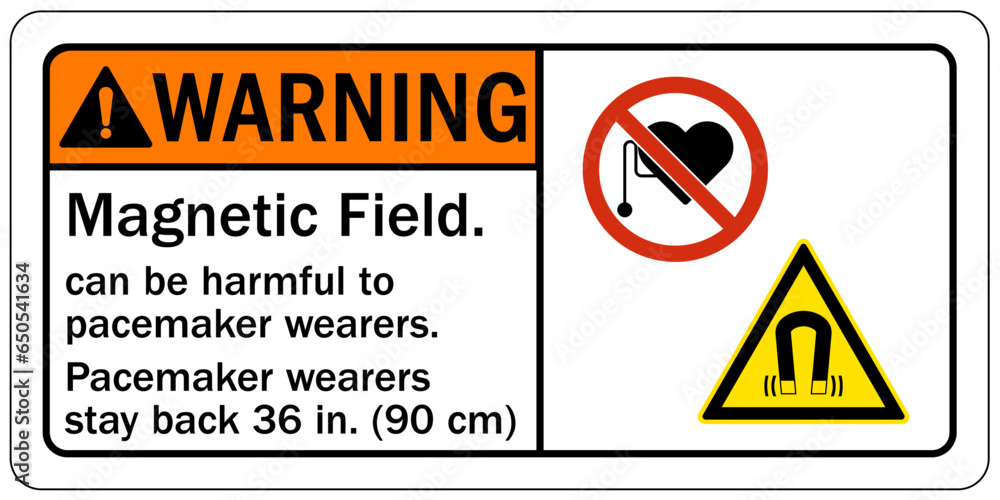Vetor de field and pacemaker warning sign and labels