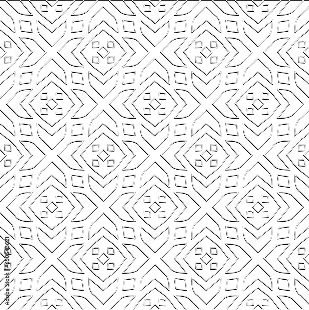  Abstract  background with figures from lines. Black and white texture for web page, textures, card, poster, fabric, textile. Monochrome pattern. Repeating design.