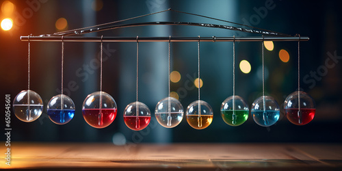 Newtons cradle physics concept in action photo