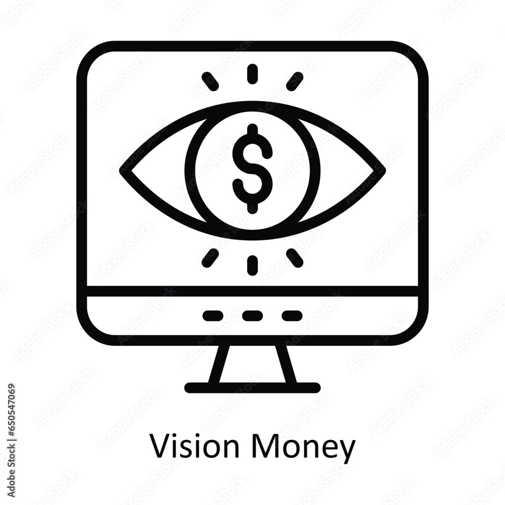 Vision Money vector outline icon illustration. EPS 10 File. Vision Money vector outline icon illustration. EPS 10 File.