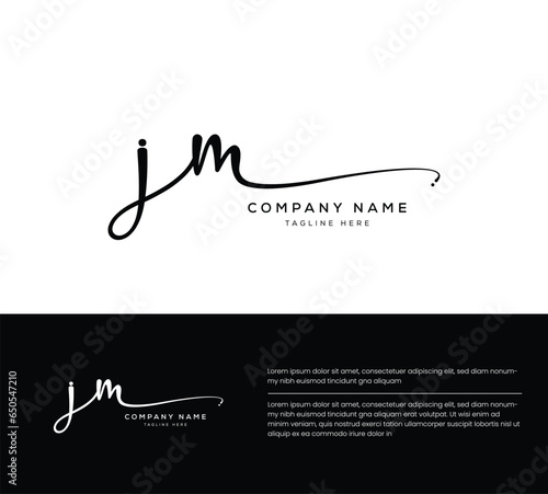 JM J M initial letter handwriting and signature logo
