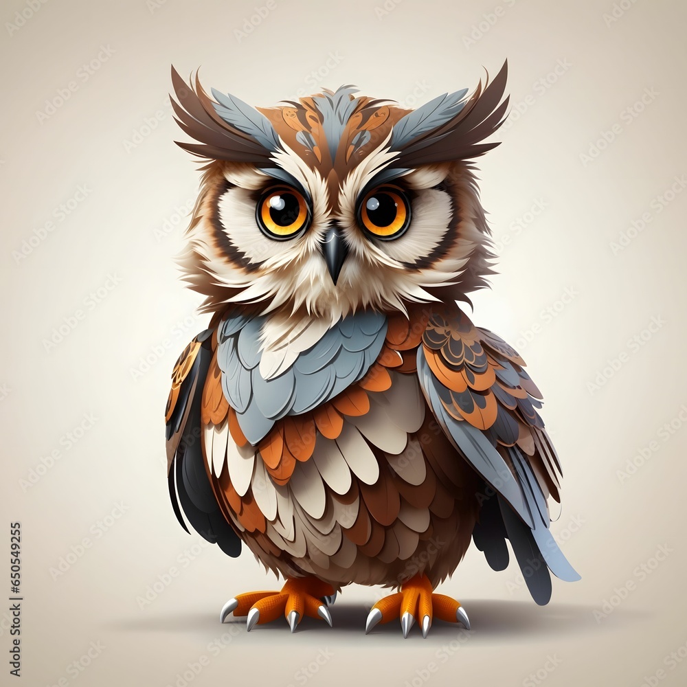 Naklejka premium Owl Illustration AI Generative