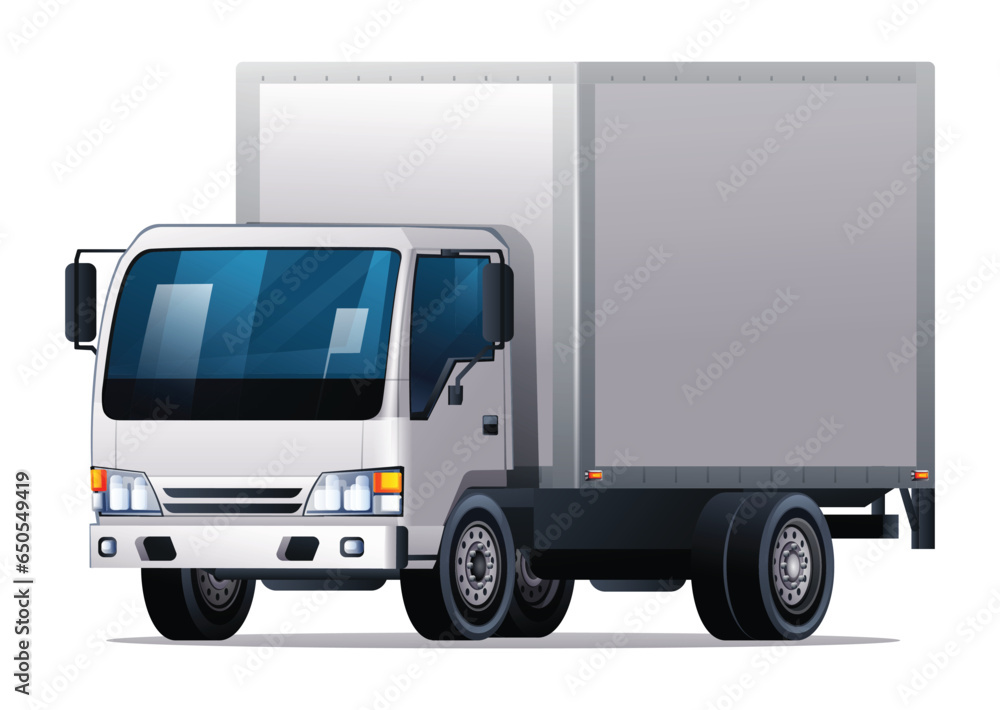 Box truck vector illustration. Cargo delivery truck isolated on white background Box truck vector illustration. Cargo delivery truck isolated on white background
