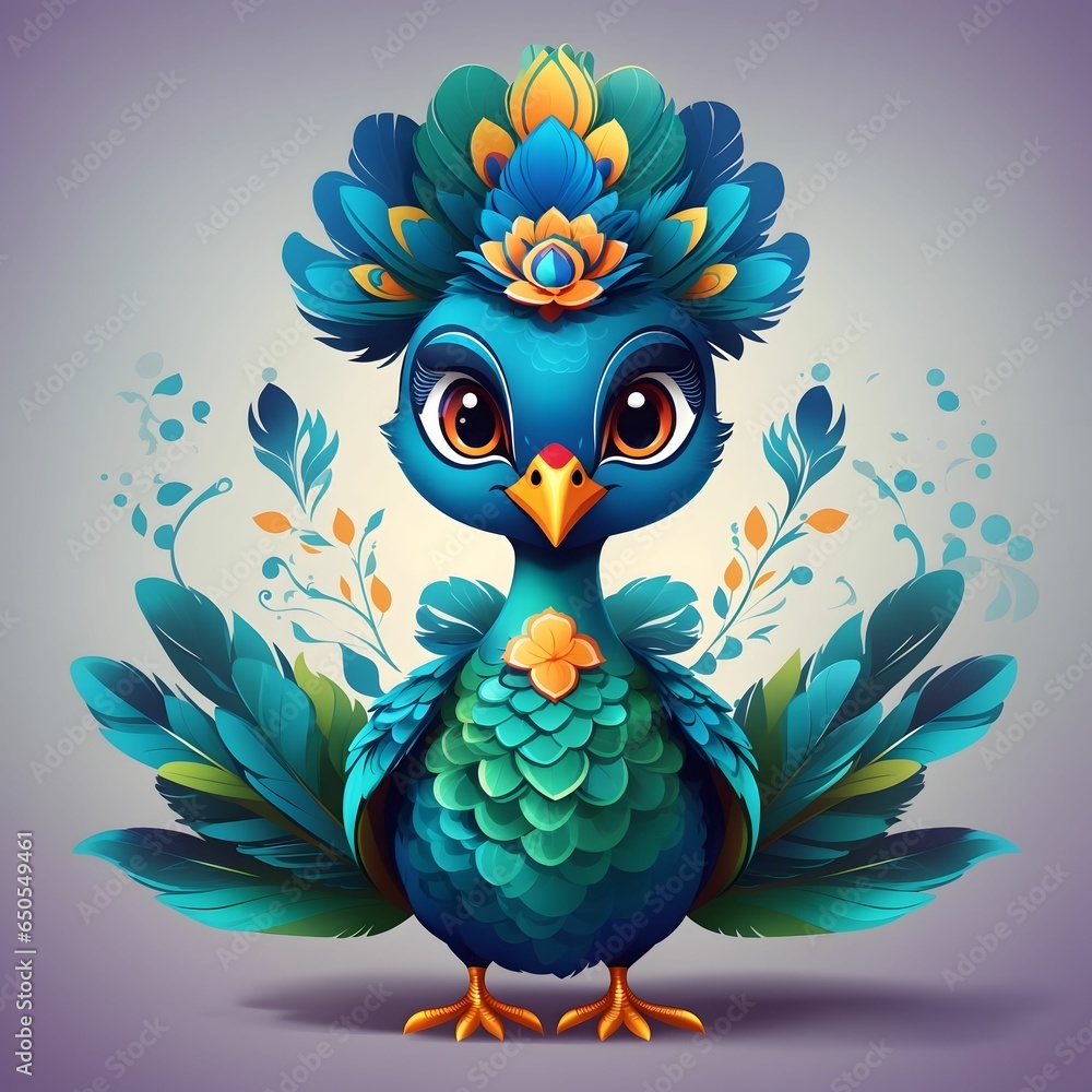 Obraz premium Peacock Illustration AI Generative