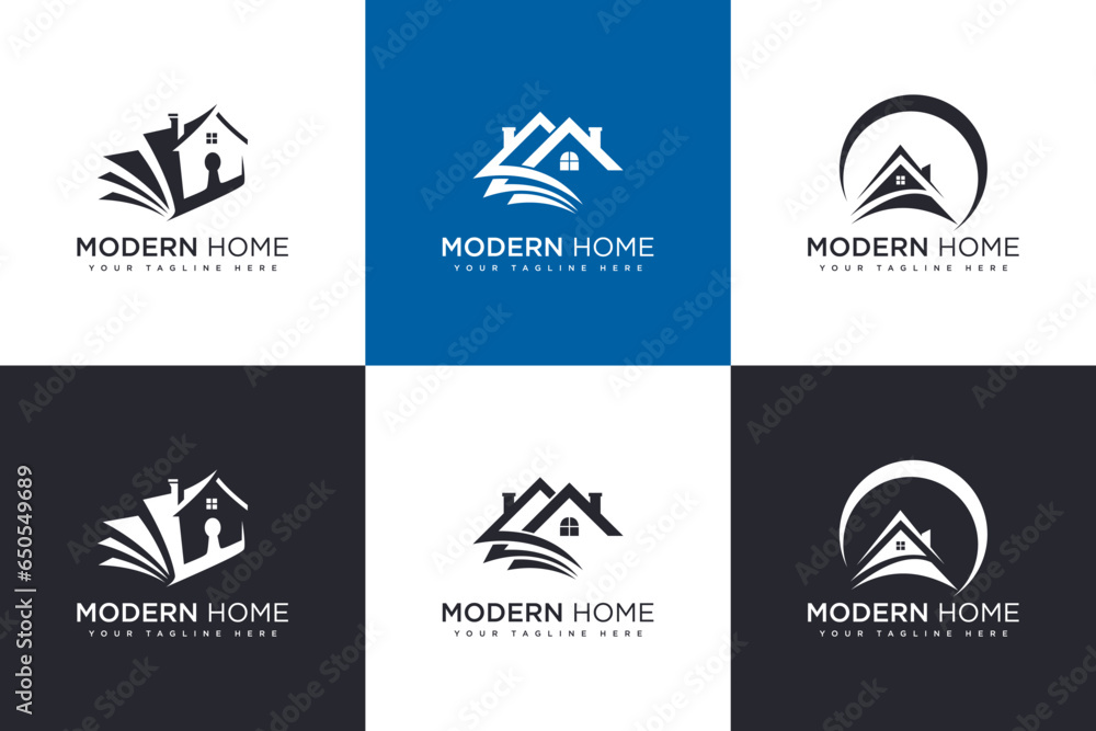 Set of home monogram building house logo