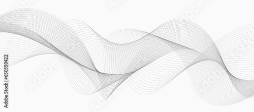 Abstract wave element for design. Digital frequency track equalizer. Stylized line art background. Vector illustration. Wave with lines created using blend tool. Curved wavy line, smooth stripe.
