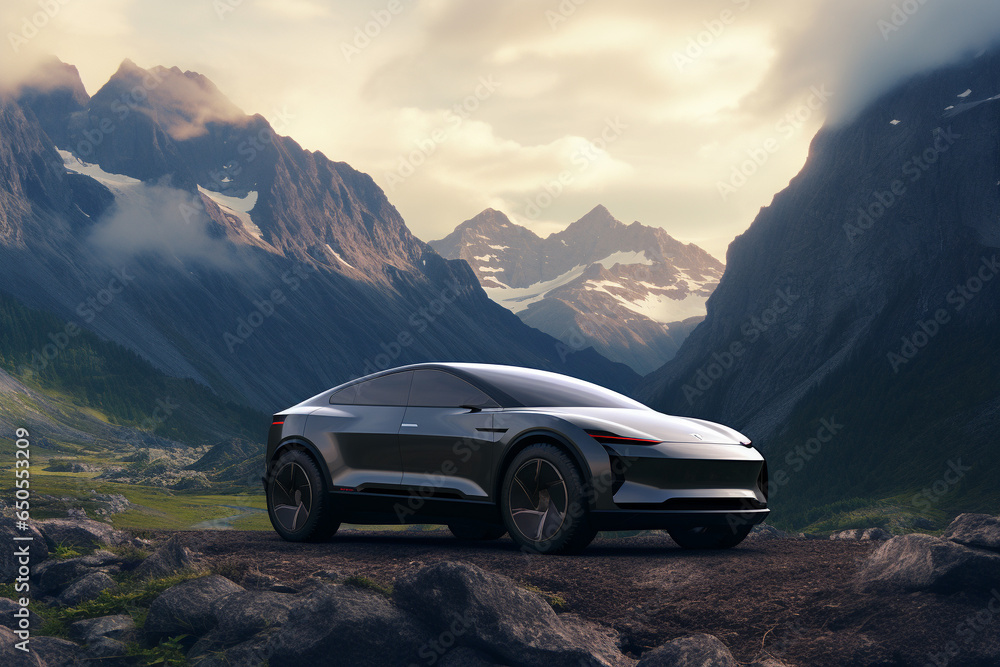 electric suv in mountains 