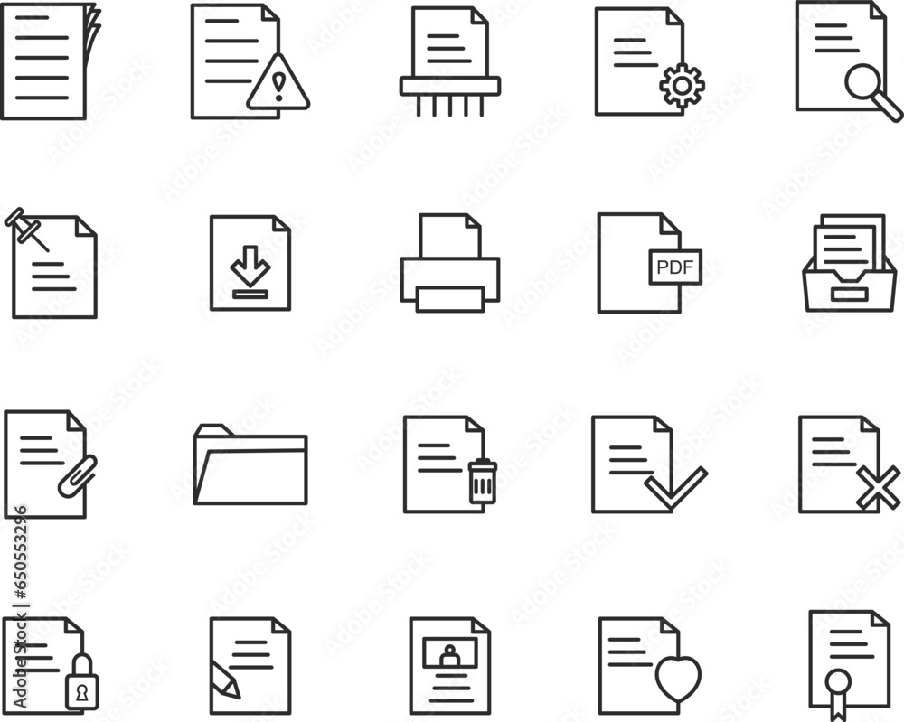 Document line icons. Editable stroke. For website marketing design, logo, app, template, ui, etc. Vector illustration. Document line icons. Editable stroke. For website marketing design, logo, app, template, ui, etc. Vector illustration.