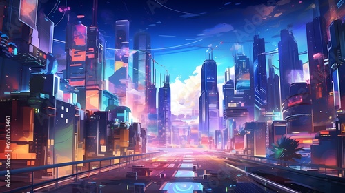 Cyberpunk streets illustration  futuristic city  dystopic artwork at night  4k wallpaper cyberpunk style. futuristic cyberpunk  neon lights  digital illustration