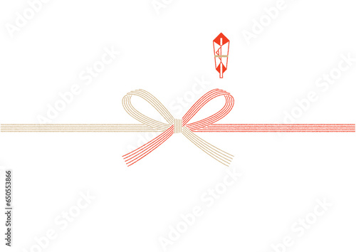 金赤五本水引の熨斗紙テンプレート（ベクターA3サイズ表書きなし）Gold and red five Mizuhiki noshi paper template (vector A3 size without front page)