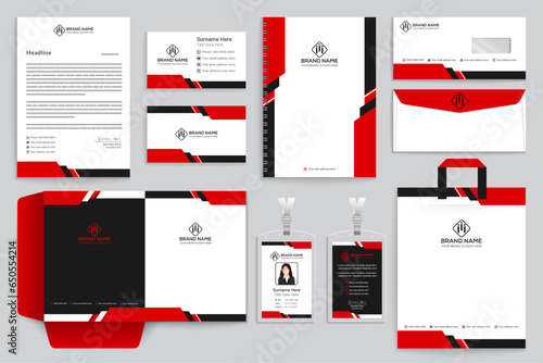 Red color stationery design