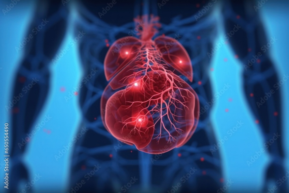 3d medical illustration of inflamed organs in human body. Medical and science concept x ray and