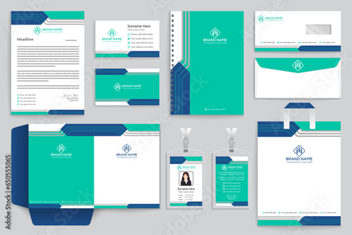 Modern stationery template with abstract shape
