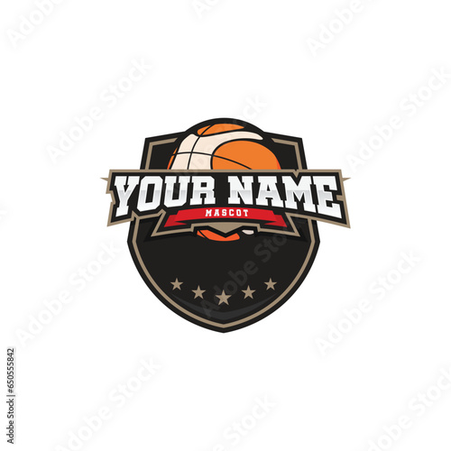 Basketball team emblem logo design vector, Basketball club logo template for sport team
