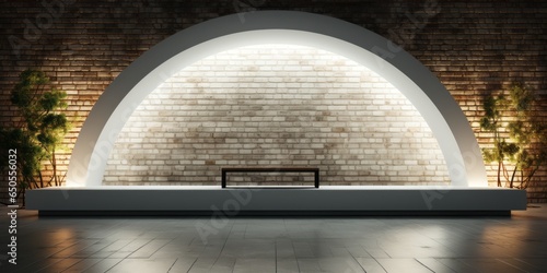 Mur de briques blanc avec éclairage, maquette
