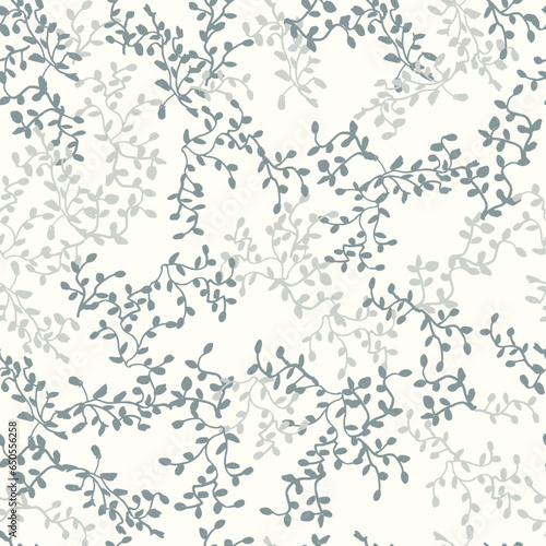 Delicate Grey Twigs vector seamless pattern. Repeating background. Tileable wallpaper print.
