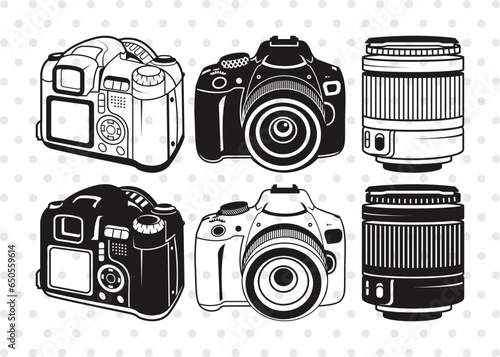 DSLR Camera Silhouette, DSLR Camera SVG, Digital Camera Svg, Camera Lens Svg, DSLR Camera Bundle