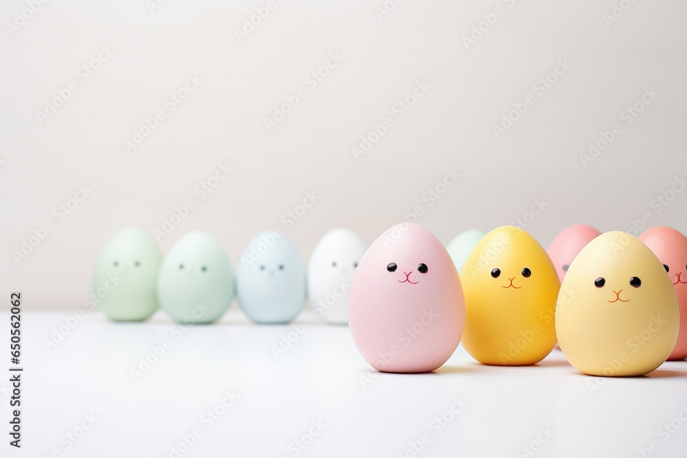Assorted Easter eggs with faces - Generative AI Assorted Easter eggs with faces - Generative AI