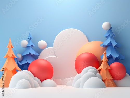 3d style minimalistic winter season composition