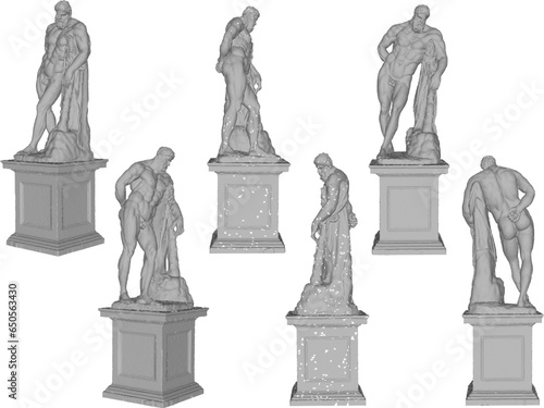 Vector sketch illustration of the design of a statue of a classical Greek Roman figure
