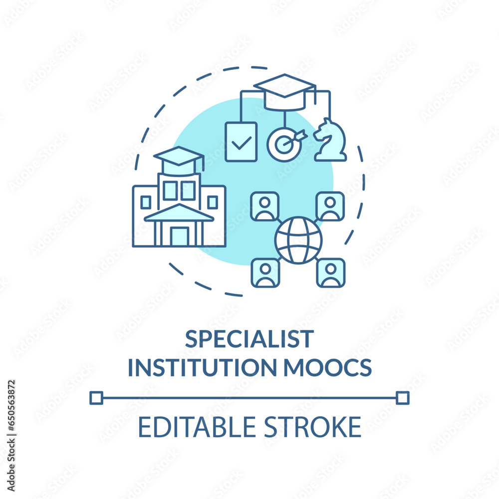 2D editable blue icon specialist institution MOOCs concept, monochromatic isolated vector, MOOC thin line illustration.