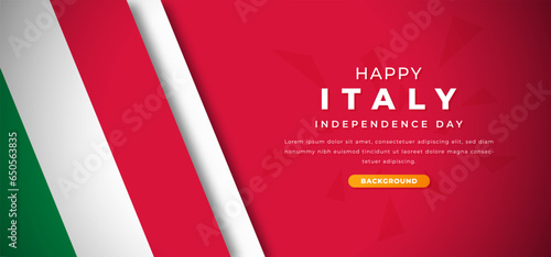 Happy Italy Independence Day Design Paper Cut Shapes Background Illustration for Poster, Banner, Advertising, Greeting Card