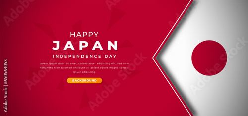 Happy Japan Independence Day Design Paper Cut Shapes Background Illustration for Poster, Banner, Advertising, Greeting Card