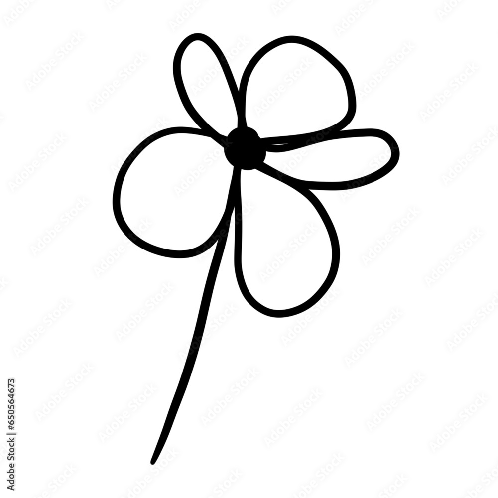 Cute flower doodle black line handdrawn illustration Cute flower doodle black line handdrawn illustration