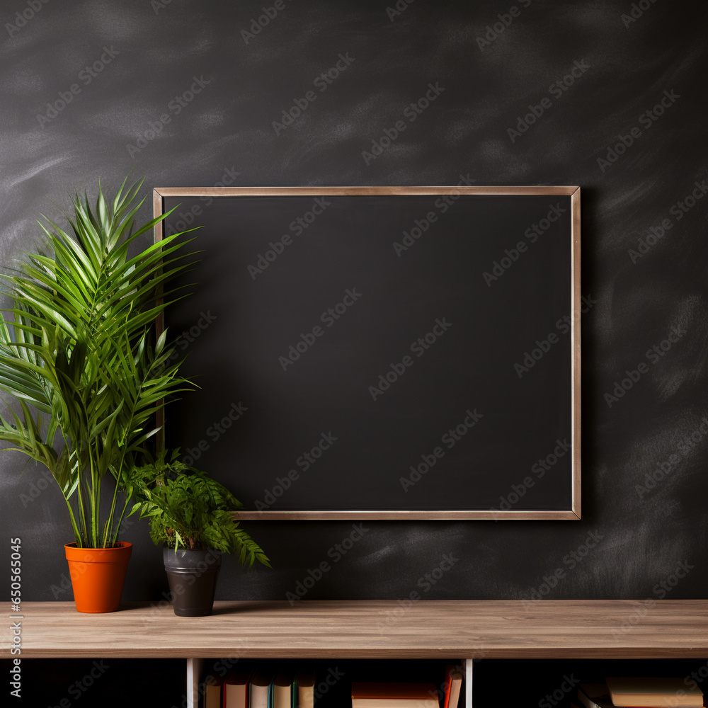 mockup of a blackboard with a plant in front
mockup of a blackboard with a plant in front