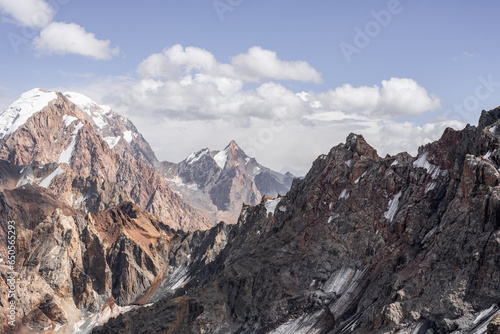 Sharp and snow-capped mountain peaks in Tajikistan © Ксения Терочкина