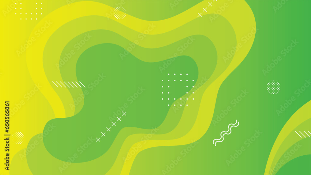Green and yellow gradient fluid wave abstract background
