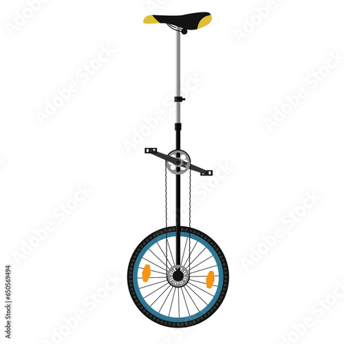 Vector illustration of side view of height adjustable unicycle or one wheel bicycle. 