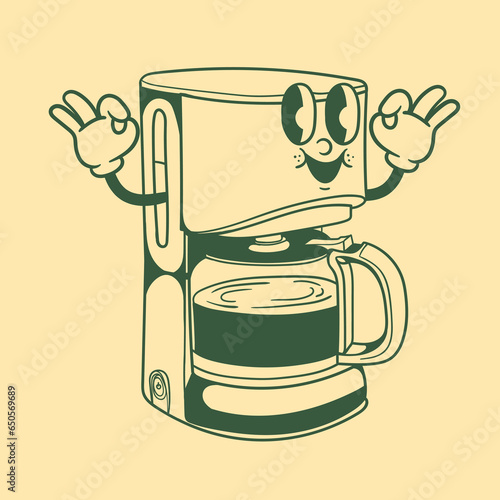 Vintage character design of espresso coffee maker