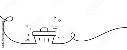 Shopping cart line icon. Continuous one line with curl. Online buying sign. Supermarket basket symbol. Shopping basket single outline ribbon. Loop curve pattern. Vector