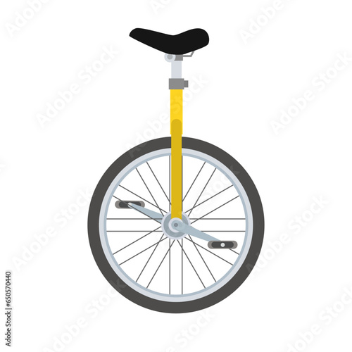 Vector illustration of side view of monowheel cycle or unicycle. 
