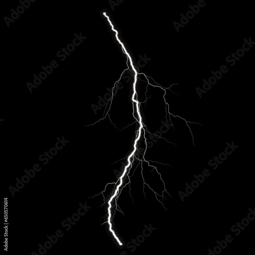 Cloud to Ground Lightning Isolated on a Black Background