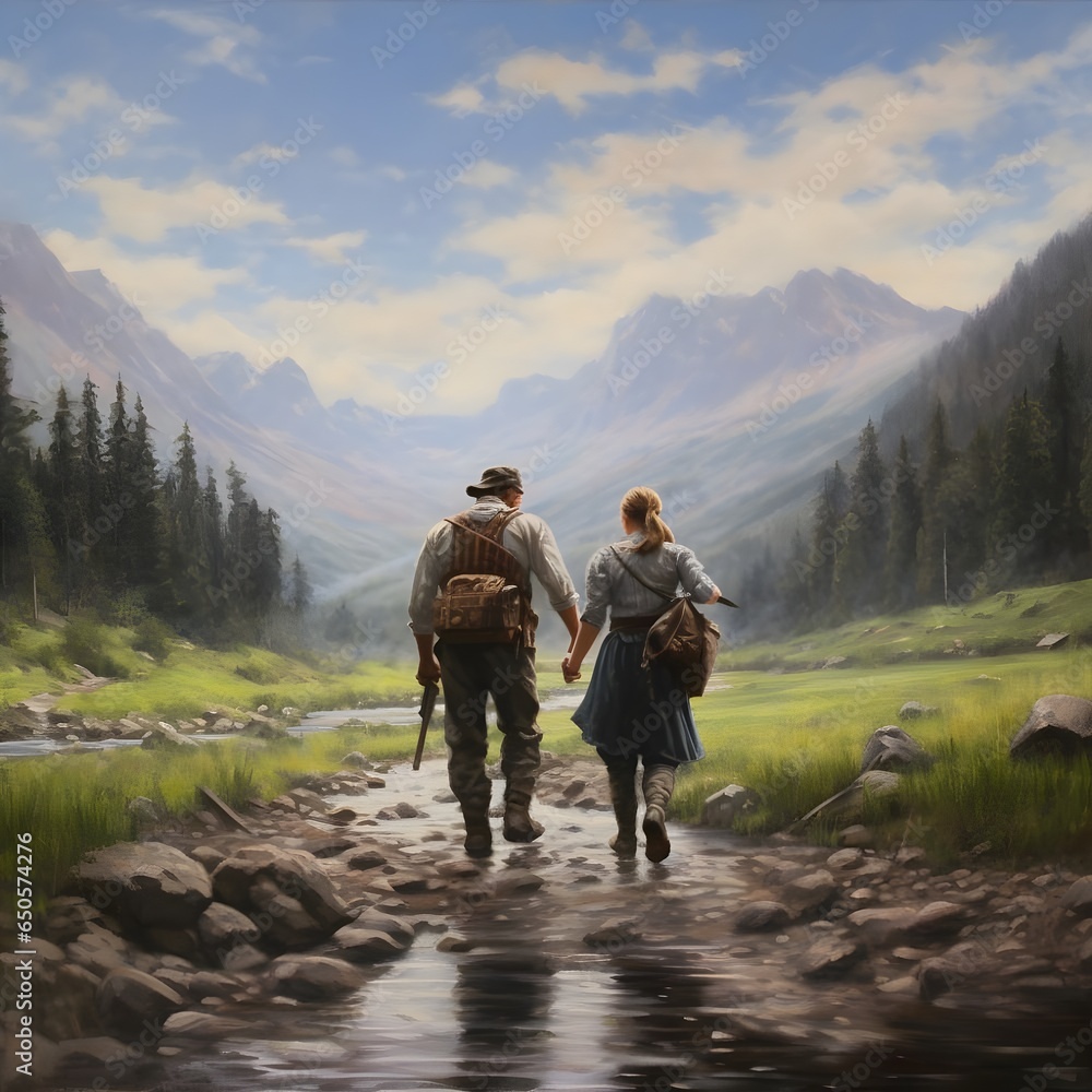 couple walking in the mountains