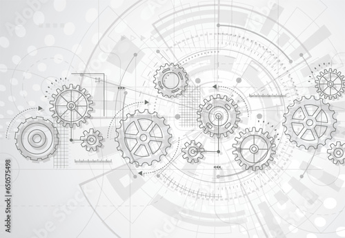 Abstract gear wheel mechanism background. Machine technology. Vector illustration